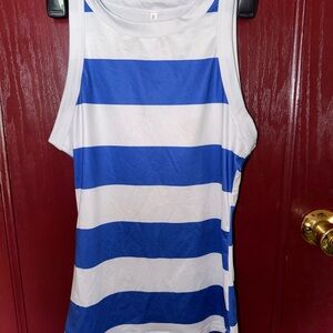 Blue and White Striped Tank Top